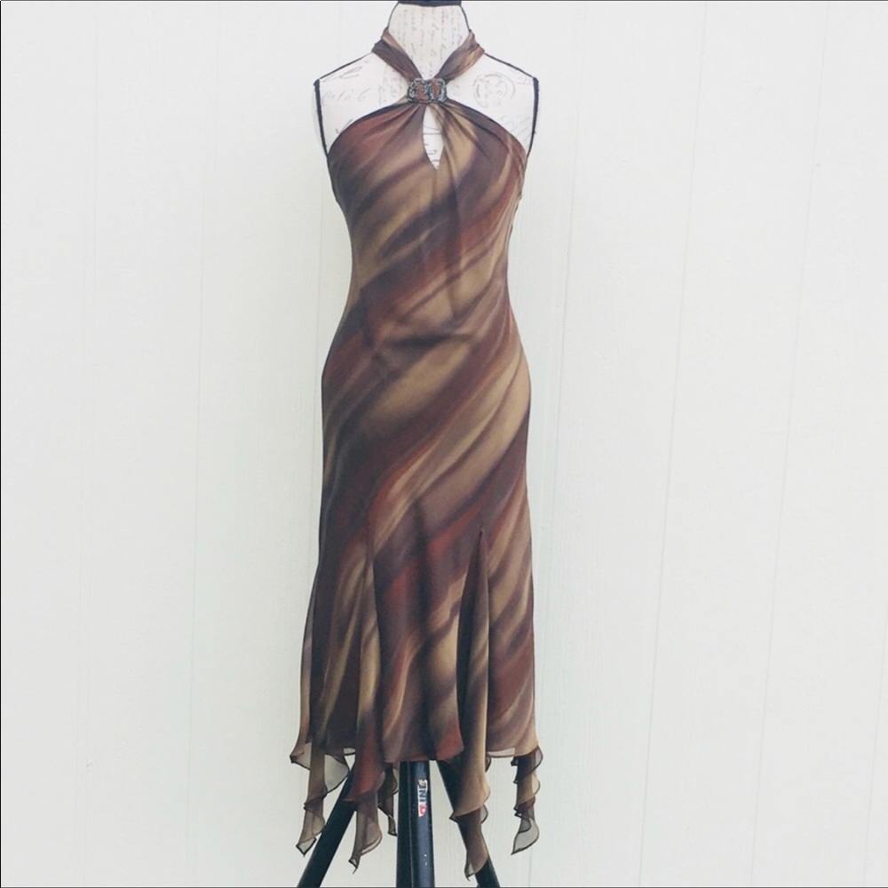 Cache Halter Handkerchief Dress
